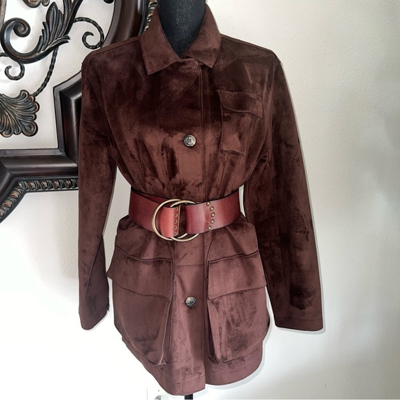 Ralph Lauren Dry Goods Company Women’s Vegan Suede Chocolate Brown Topper Jacket